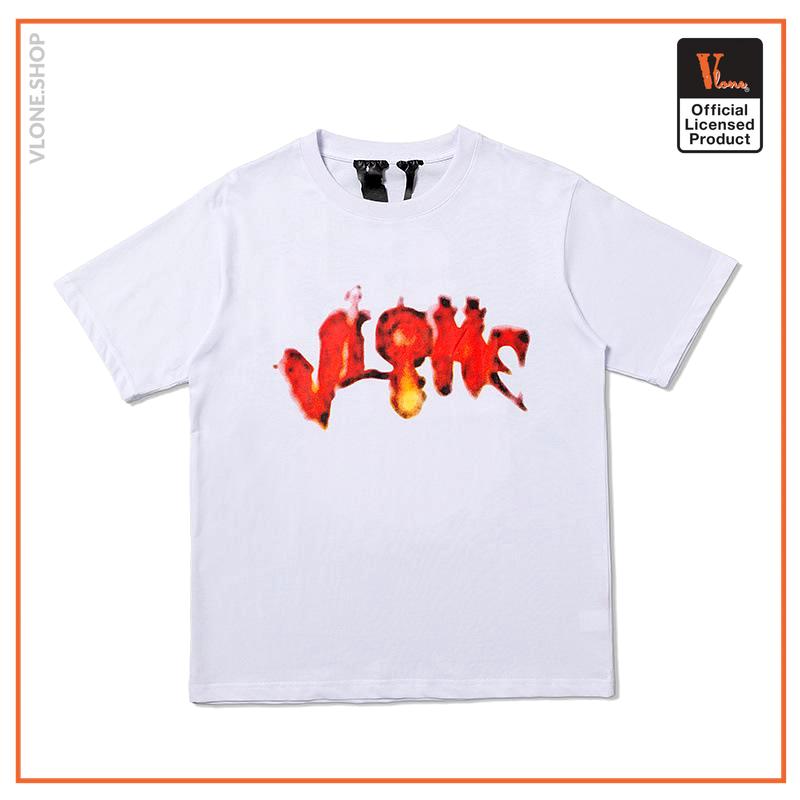 Vlone T-Shirts - Vlone Halloween Flaming Pumpkin Tee - White VL2309 ...