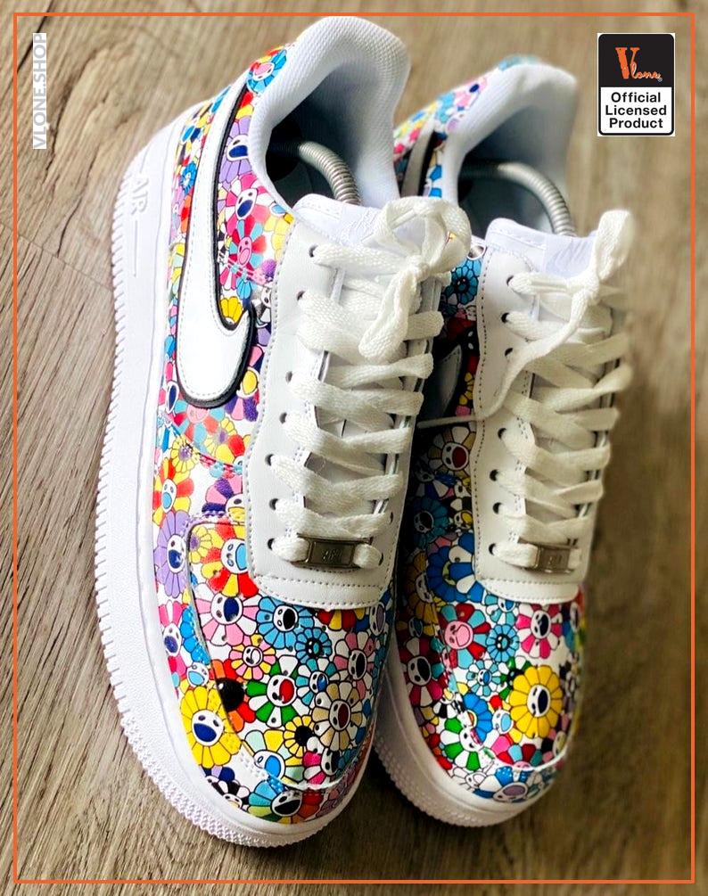 Vlone x Nike Air Force 1 Custom Graffiti Sneakers - Sneakers
