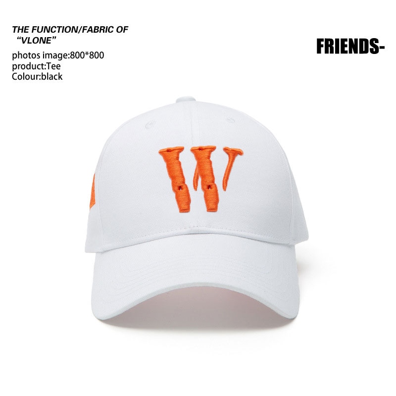 Vlone Orange Hat Men's Fashionable Peaked Cap Ins Fashion Brand Trend Baseball Cap Summer Sun Protection Men's Sun Hat